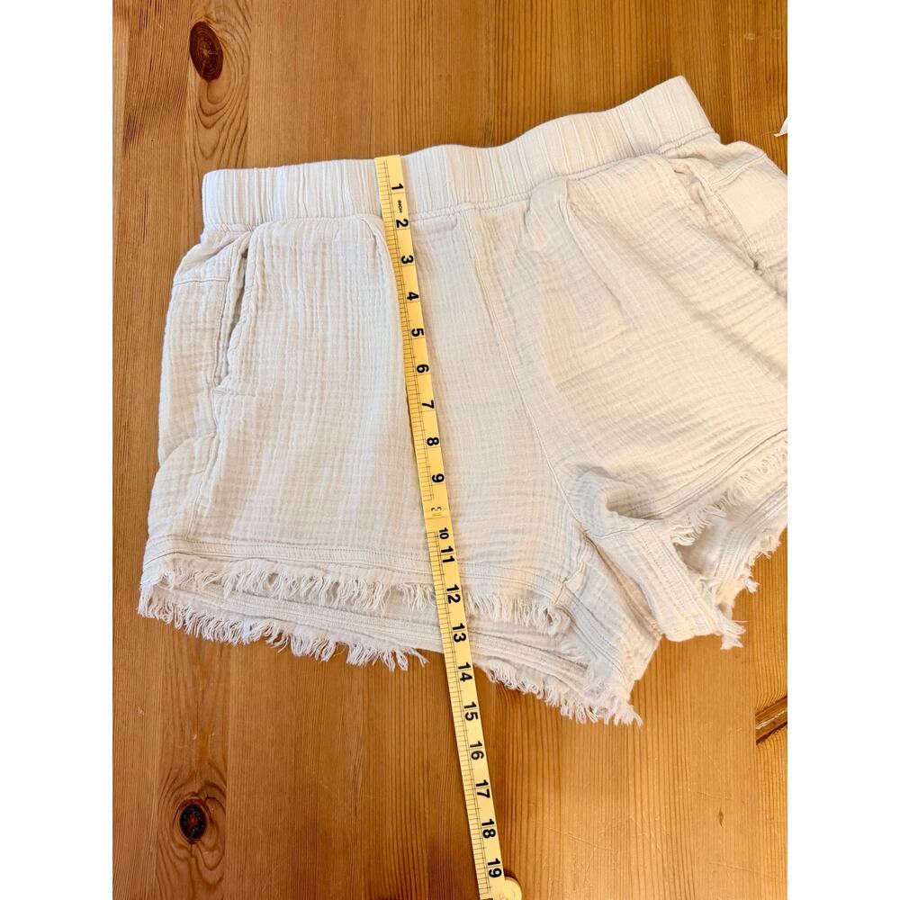 Prana Hideaways Shorts Organic Cotton Gauze Ivory Frayed Hem Size Small - Picture 10 of 10